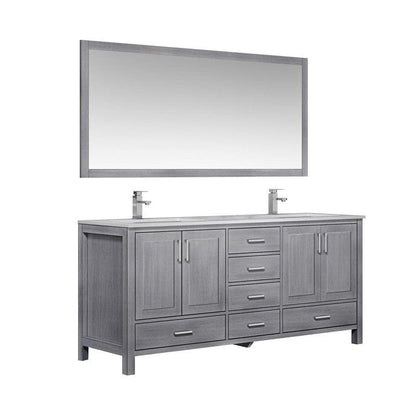 Jacques 72" Distressed Grey Double Vanity Set with White Carrara Marble Top | LJ342272DDDSM70F