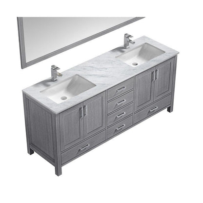 Jacques 72" Distressed Grey Double Vanity Set with White Carrara Marble Top | LJ342272DDDSM70F