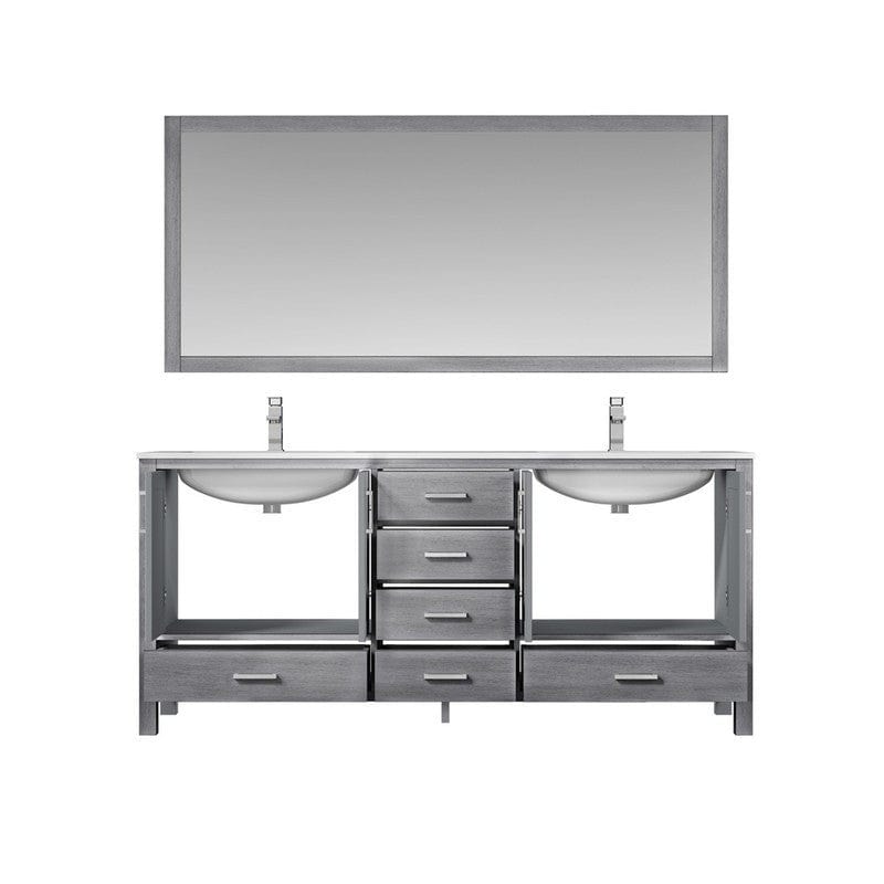 Jacques 72" Distressed Grey Double Vanity Set with White Carrara Marble Top | LJ342272DDDSM70F