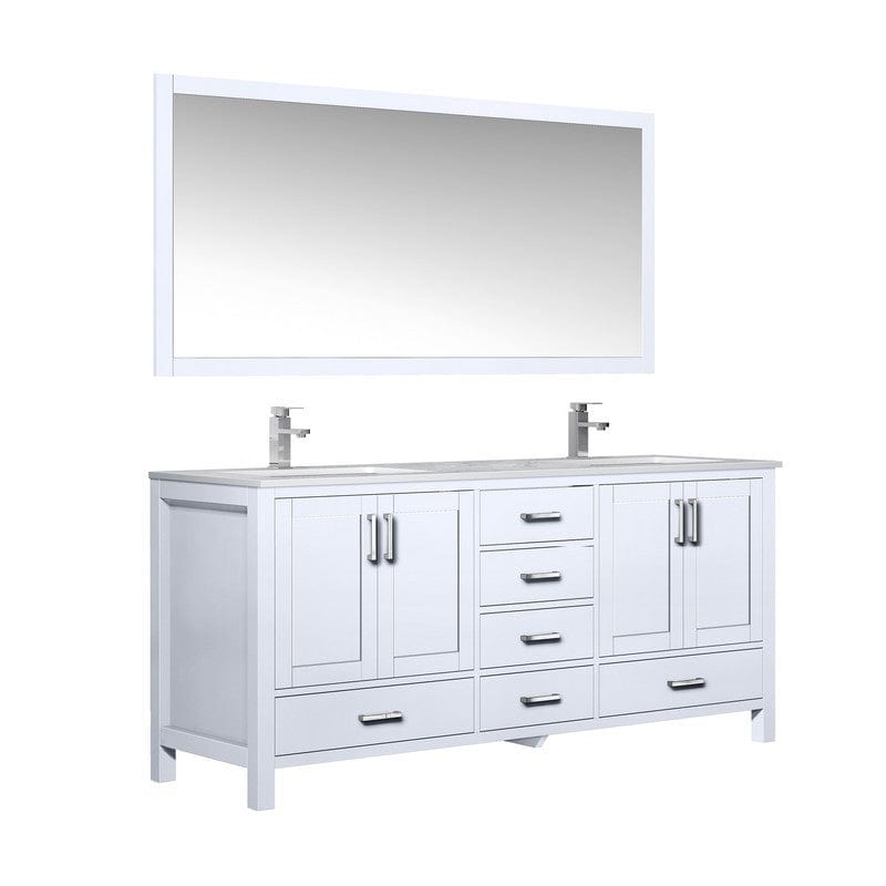 Jacques 72" White Double Vanity Set with White Carrara Marble Top | LJ342272DADSM70F