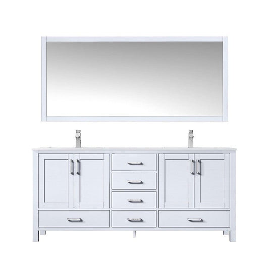 Jacques 72" White Double Vanity Set with White Carrara Marble Top | LJ342272DADSM70F