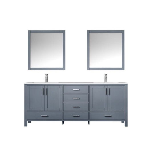 Jacques 80" Dark Grey Double Vanity Set with White Carrara Marble Top | LJ342280DBDSM30F