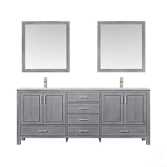 Jacques 80" Distressed Grey Double Vanity Set with White Carrara Marble Top | LJ342280DDDSM30F