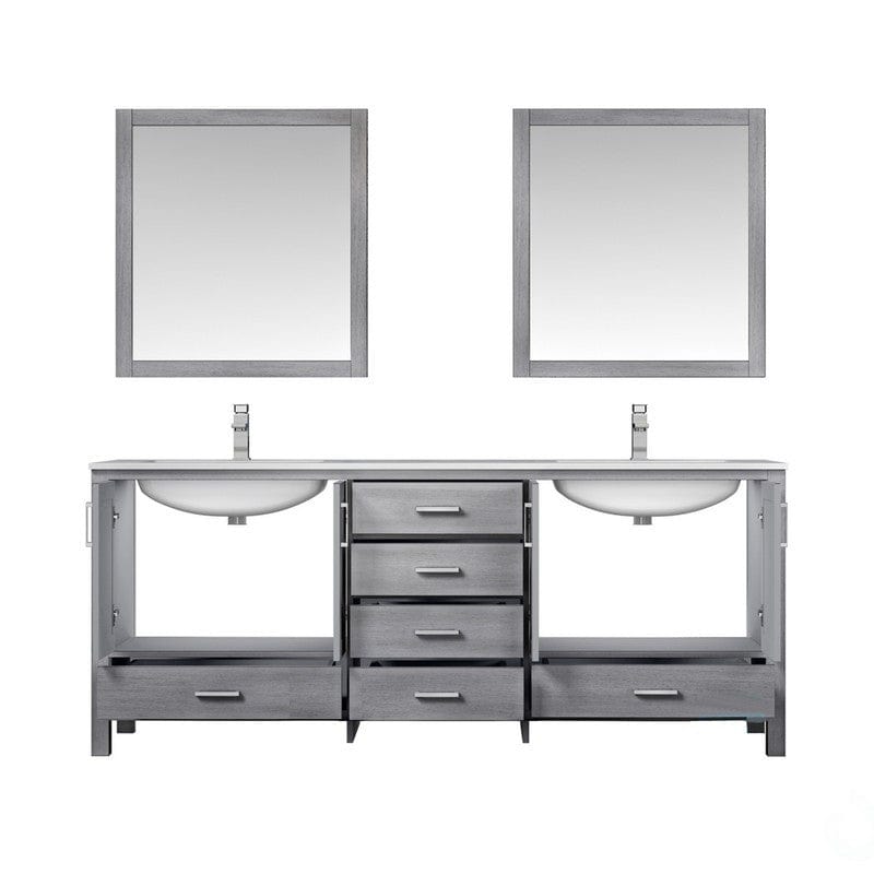 Jacques 80" Distressed Grey Double Vanity Set with White Carrara Marble Top | LJ342280DDDSM30F