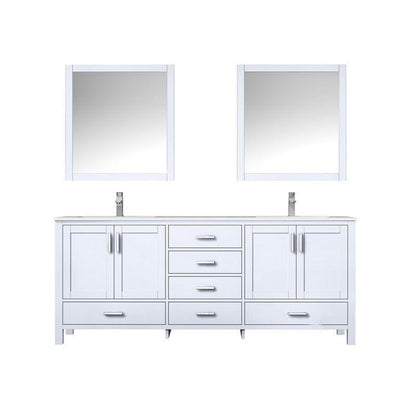 Jacques 80" White Double Vanity Set with White Carrara Marble Top | LJ342280DADSM30F