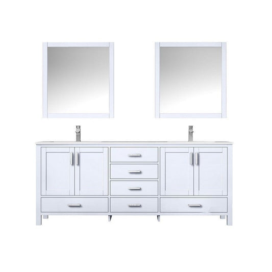 Jacques 80" White Double Vanity Set with White Carrara Marble Top | LJ342280DADSM30F