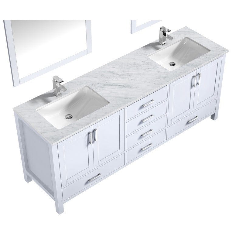 Jacques 80" White Double Vanity Set with White Carrara Marble Top | LJ342280DADSM30F