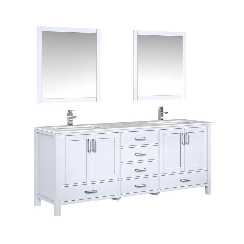 Jacques 80" White Double Vanity Set with White Carrara Marble Top | LJ342280DADSM30F