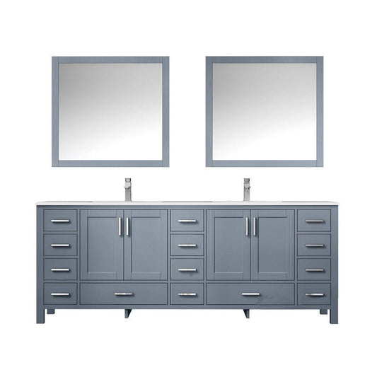 Jacques 84" Dark Grey Double Vanity Set with White Carrara Marble Top | LJ342284DBDSM34F