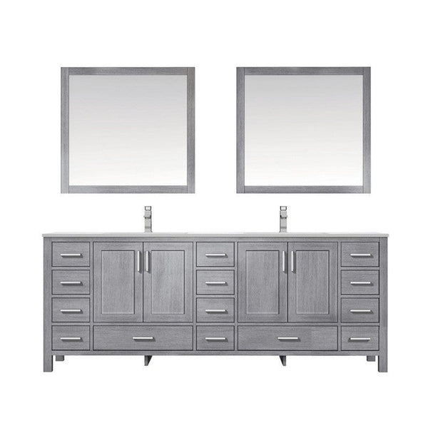 Jacques 84 Distressed Grey Double Vanity Set with Carrara Marble Top | LJ342284DDDSM34F