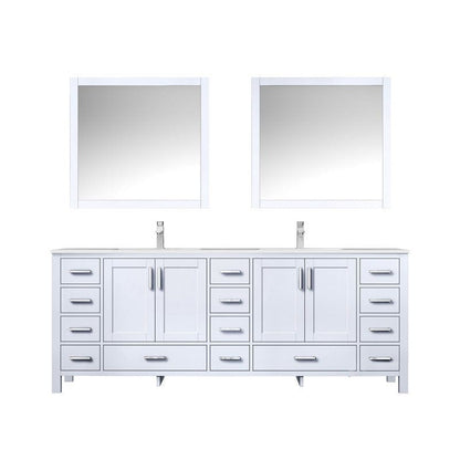 Jacques 84" White Double Vanity Set with White Carrara Marble Top | LJ342284DADSM34F