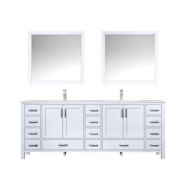 Jacques 84 White Double Vanity Set with White Carrara Marble Top | LJ342284DADSM34F