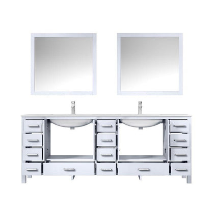 Jacques 84" White Double Vanity Set with White Carrara Marble Top | LJ342284DADSM34F