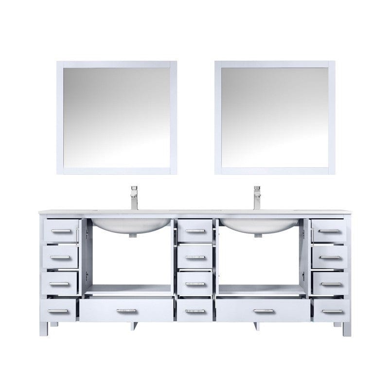Jacques 84" White Double Vanity Set with White Carrara Marble Top | LJ342284DADSM34F