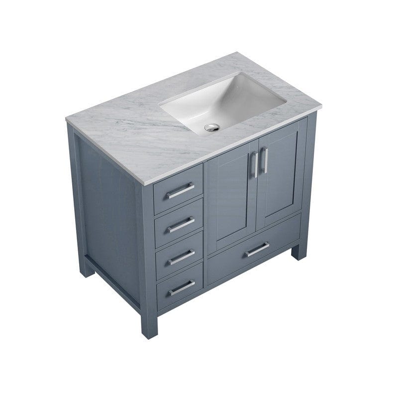 Jacques Modern Dark Grey 36" Single Vanity, White Carrara Marble Top - Right Version | LJ342236SBDS000R