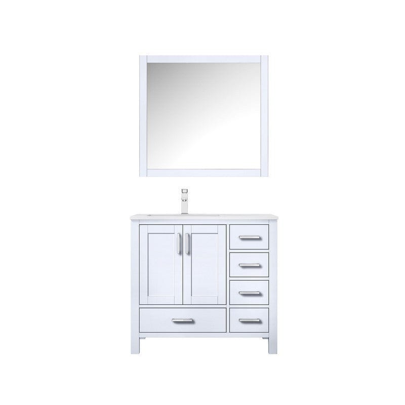 Jacques Modern White 36" Single Sink Vanity Set with White Carrara Marble Top | LJ342236SADSM34FL