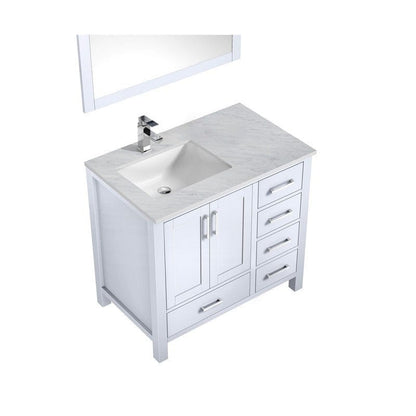 Jacques Modern White 36" Single Sink Vanity Set with White Carrara Marble Top | LJ342236SADSM34FL