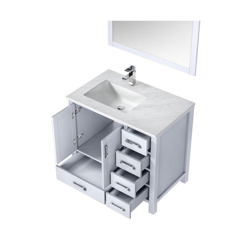 Jacques Modern White 36" Single Sink Vanity Set with White Carrara Marble Top | LJ342236SADSM34FL