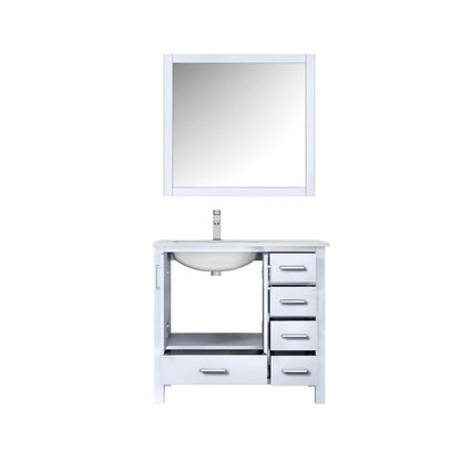 Jacques Modern White 36" Single Sink Vanity Set with White Carrara Marble Top | LJ342236SADSM34FL