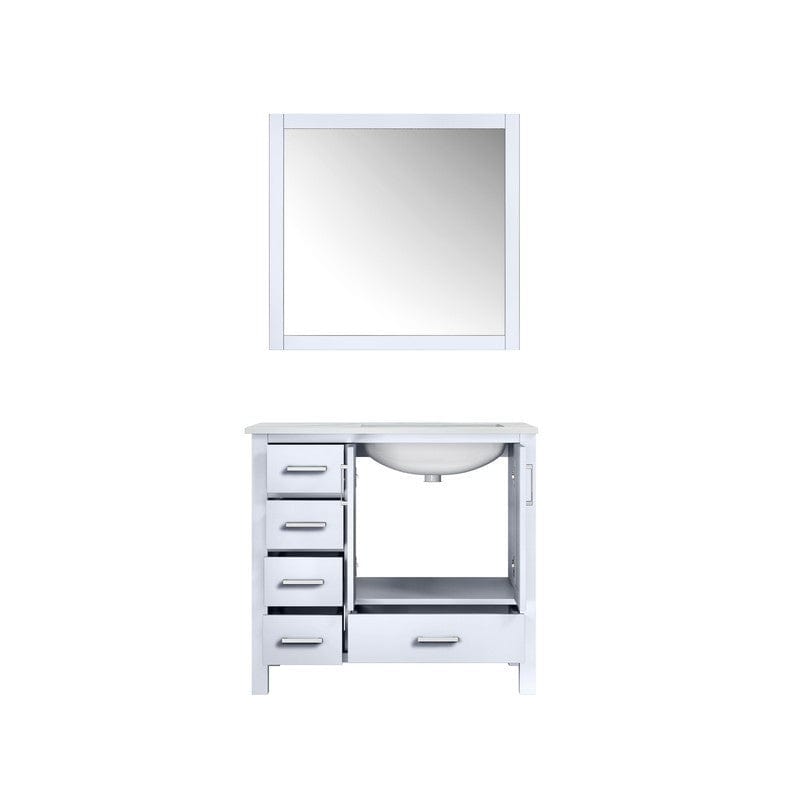 Jacques Modern White 36" Single Vanity with White Carrara Marble Top - Right Version | LJ342236SADSM34R