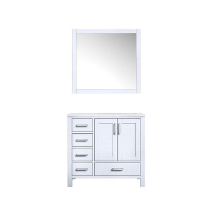 Jacques Modern White 36" Single Vanity with White Carrara Marble Top - Right Version | LJ342236SADSM34R