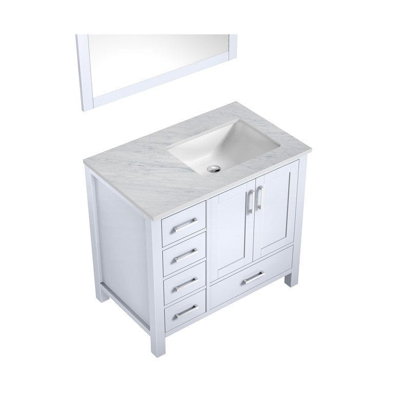 Jacques Modern White 36" Single Vanity with White Carrara Marble Top - Right Version | LJ342236SADSM34R