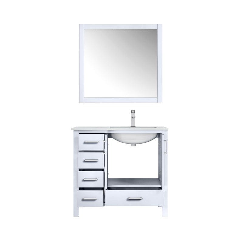 Jacques White 36" Single Vanity Set with White Carrara Marble Top - Right Version | LJ342236SADSM34FR