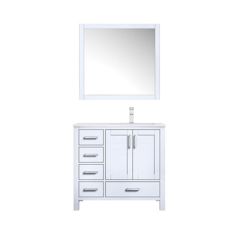 Jacques White 36" Single Vanity Set with White Carrara Marble Top - Right Version | LJ342236SADSM34FR