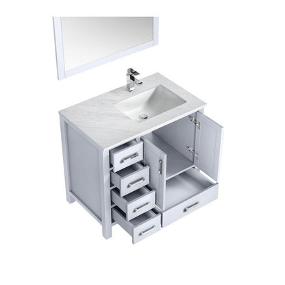 Jacques White 36" Single Vanity Set with White Carrara Marble Top - Right Version | LJ342236SADSM34FR