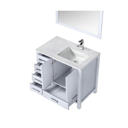 Jacques White 36" Single Vanity Set with White Carrara Marble Top - Right Version | LJ342236SADSM34FR