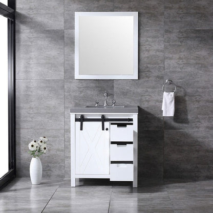 Marsyas Transitional White 30" Single Sink Vanity Set | LM342230SAASM28F