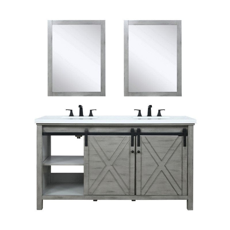 Marsyas Transitional Ash Grey 60" Double Vanity Set | LM342260DHCSM24F