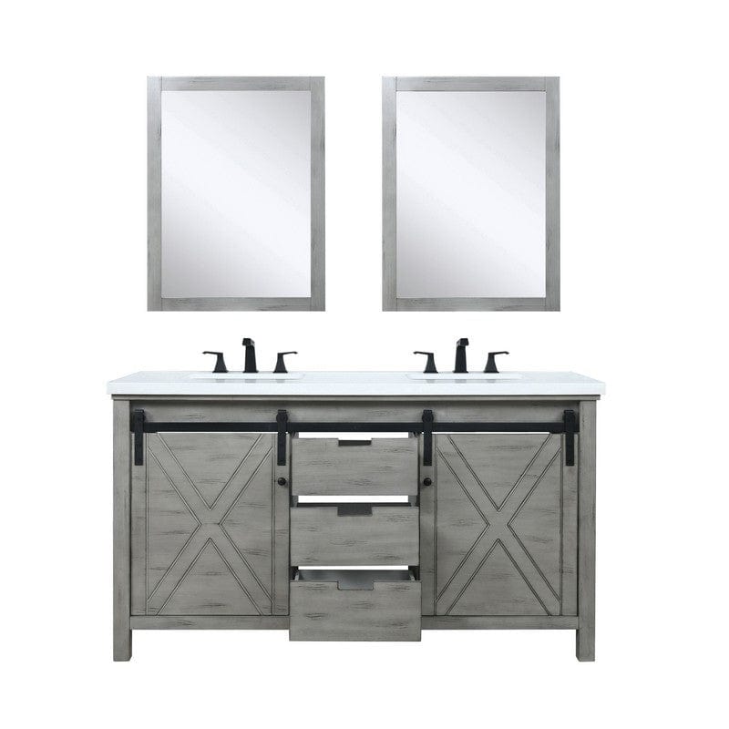 Marsyas Transitional Ash Grey 60" Double Vanity Set | LM342260DHCSM24F