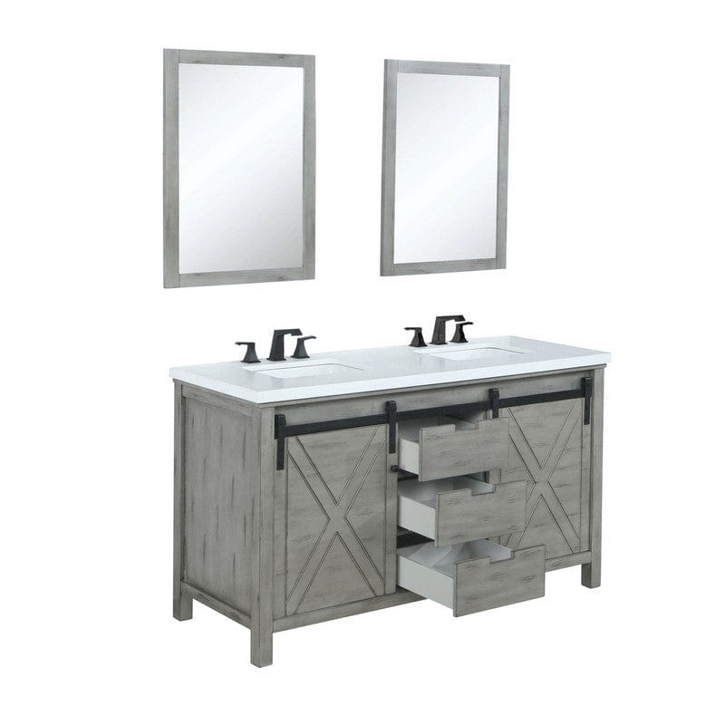 Marsyas Transitional Ash Grey 60" Double Vanity Set | LM342260DHCSM24F