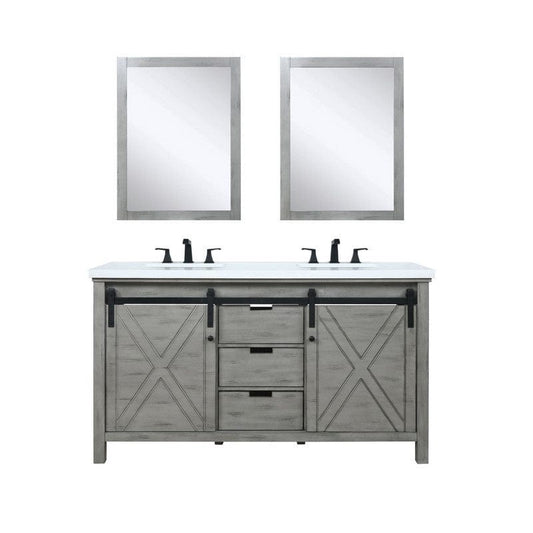 Marsyas Transitional Ash Grey 60" Double Vanity Set | LM342260DHCSM24F