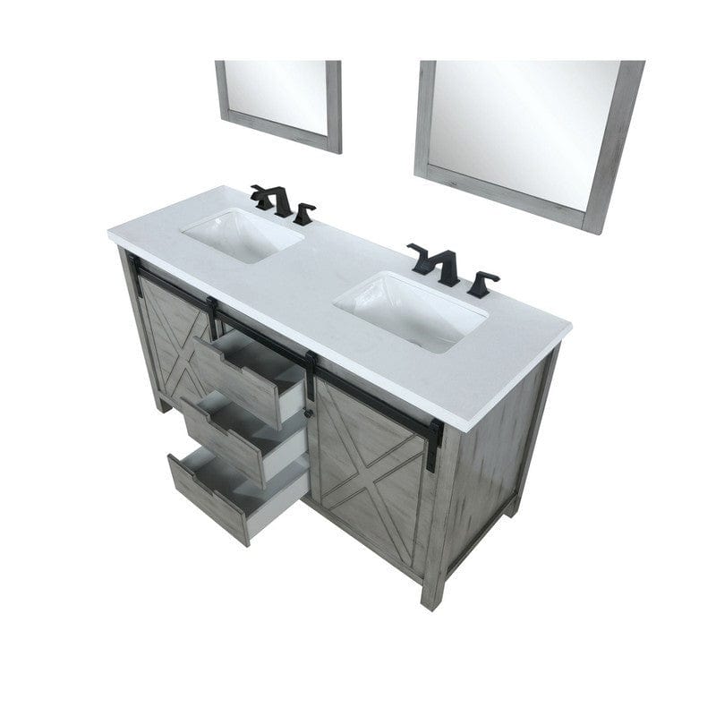 Marsyas Transitional Ash Grey 60" Double Vanity Set | LM342260DHCSM24F