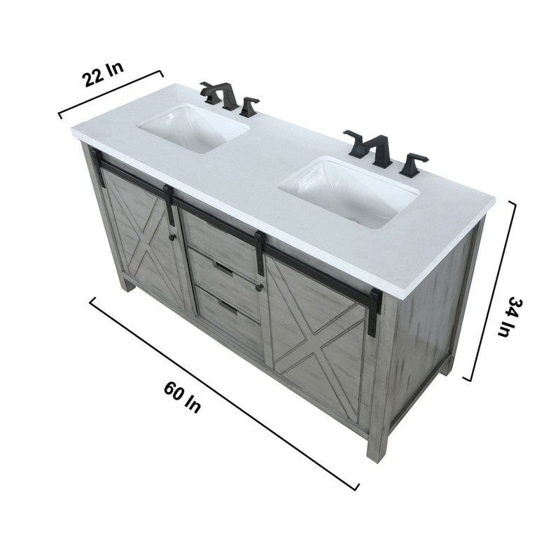 Marsyas Transitional Ash Grey 60" Double Vanity Set | LM342260DHCSM24F