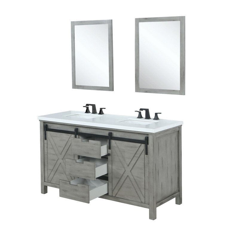 Marsyas Transitional Ash Grey 60" Double Vanity Set | LM342260DHCSM24F