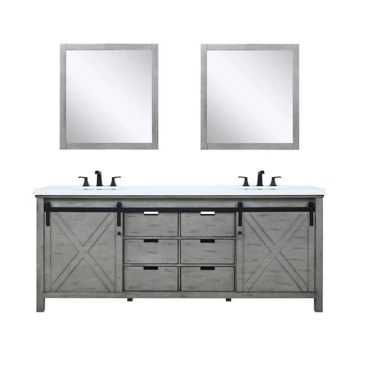 Marsyas Transitional Ash Grey 80" Double Vanity Set | LM342280DHCSM30F