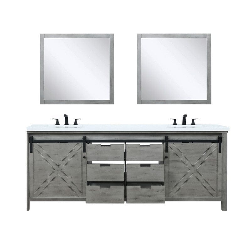 Marsyas Transitional Ash Grey 84" Double Vanity Set | LM342284DHCSM34F