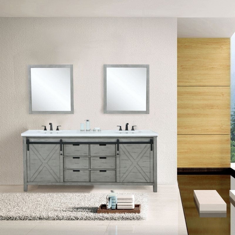 Marsyas Transitional Ash Grey 84" Double Vanity Set | LM342284DHCSM34F