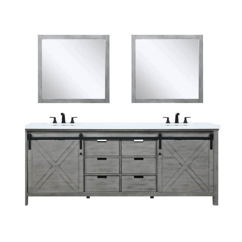 Marsyas Transitional Ash Grey 84" Double Vanity Set | LM342284DHCSM34F