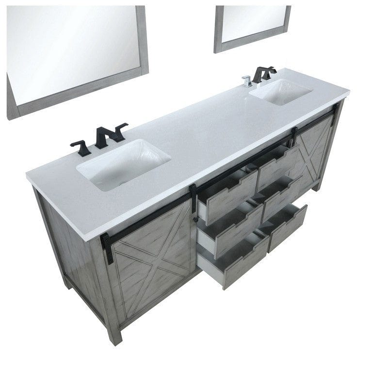 Marsyas Transitional Ash Grey 84" Double Vanity Set | LM342284DHCSM34F