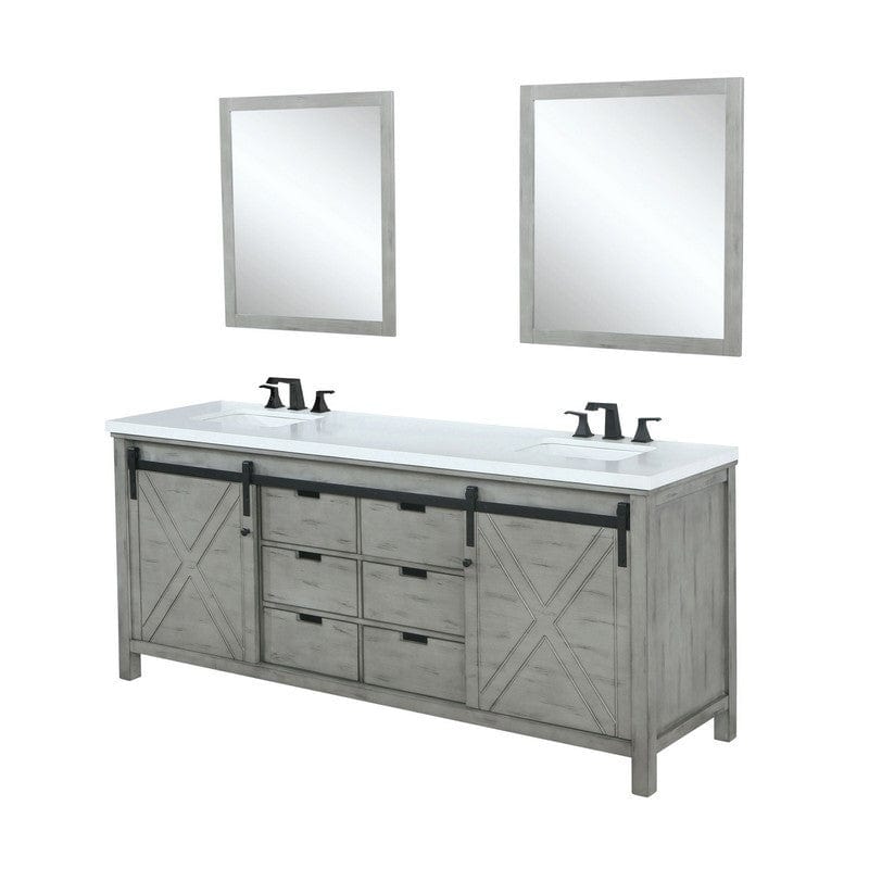 Marsyas Transitional Ash Grey 84" Double Vanity Set | LM342284DHCSM34F