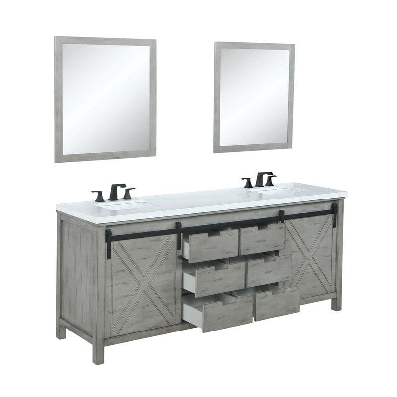 Marsyas Transitional Ash Grey 84" Double Vanity Set | LM342284DHCSM34F