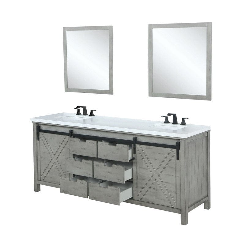 Marsyas Transitional Ash Grey 84" Double Vanity Set | LM342284DHCSM34F