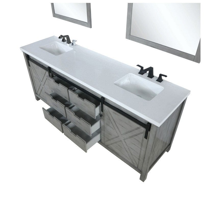 Marsyas Transitional Ash Grey 84" Double Vanity Set | LM342284DHCSM34F