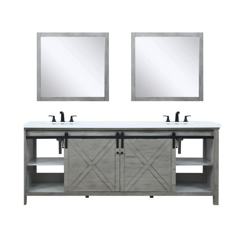 Marsyas Transitional Ash Grey 84" Double Vanity Set | LM342284DHCSM34F