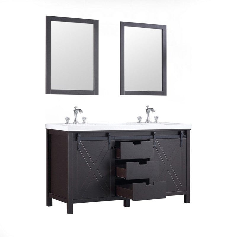 Marsyas Transitional Brown 60" Double Vanity Set | LM342260DCCSM24F