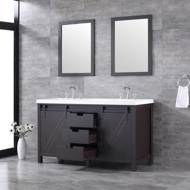 Marsyas Transitional Brown 60" Double Vanity Set | LM342260DCCSM24F